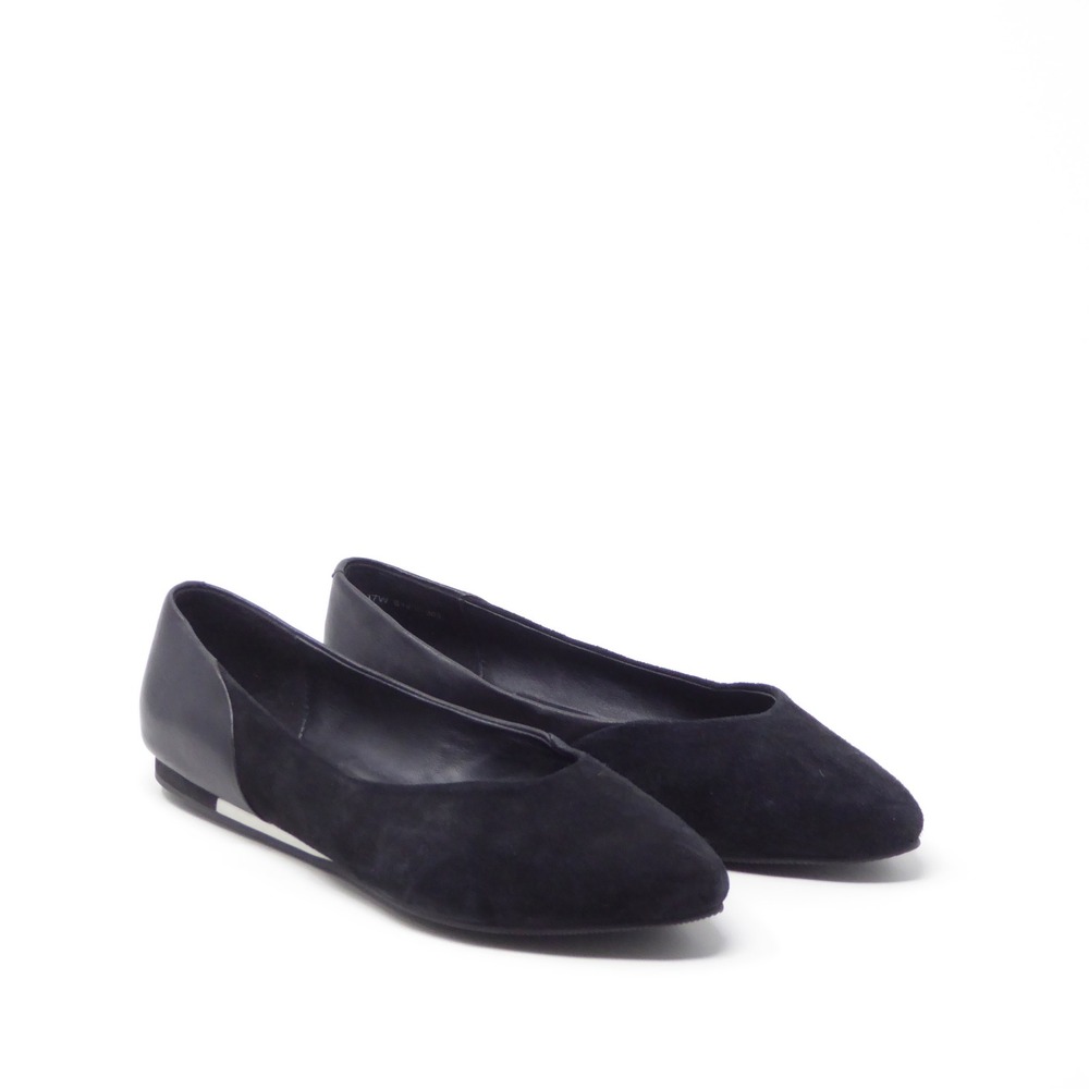 SAVA Lea Flats Black Suede Leather Pointed Toe Slip On Shoes 37W / 6.5W US